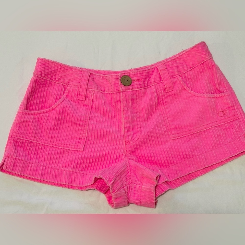 OP Corduroy Shorts-Bright Pink-Womens Size 11 Hot Pants-Extra Short-Summer.
